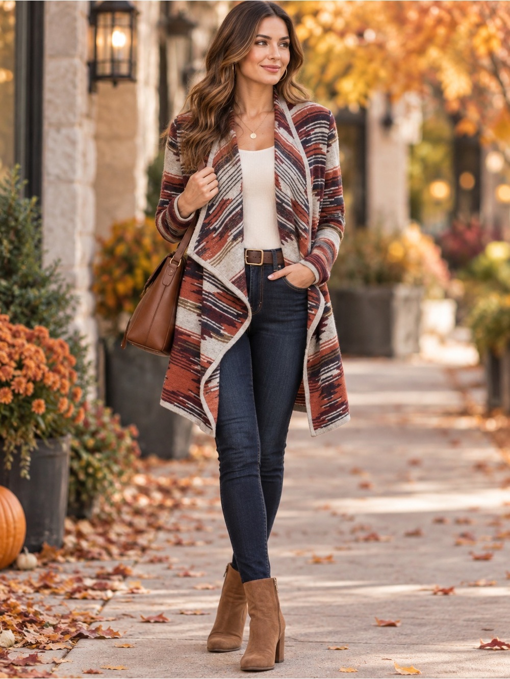 Lucky Brand Southwestern Drape Open Front Cardigan